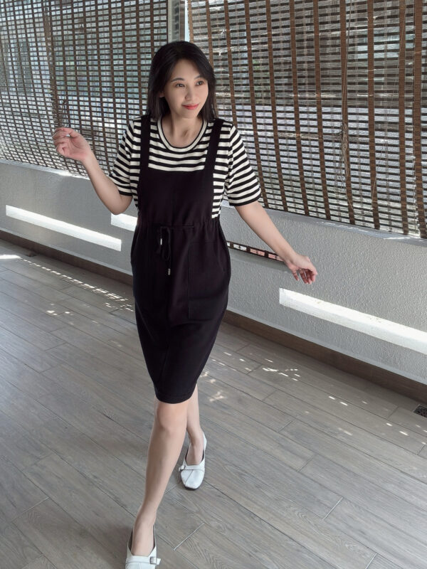 SASHA Knit Drawstring Fake Two Dress 针织假两件拉绳收腰 - Image 2