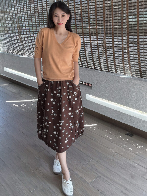 White Floral Pockets Harem Skirt 小白花复古哈伦半裙 - Image 8