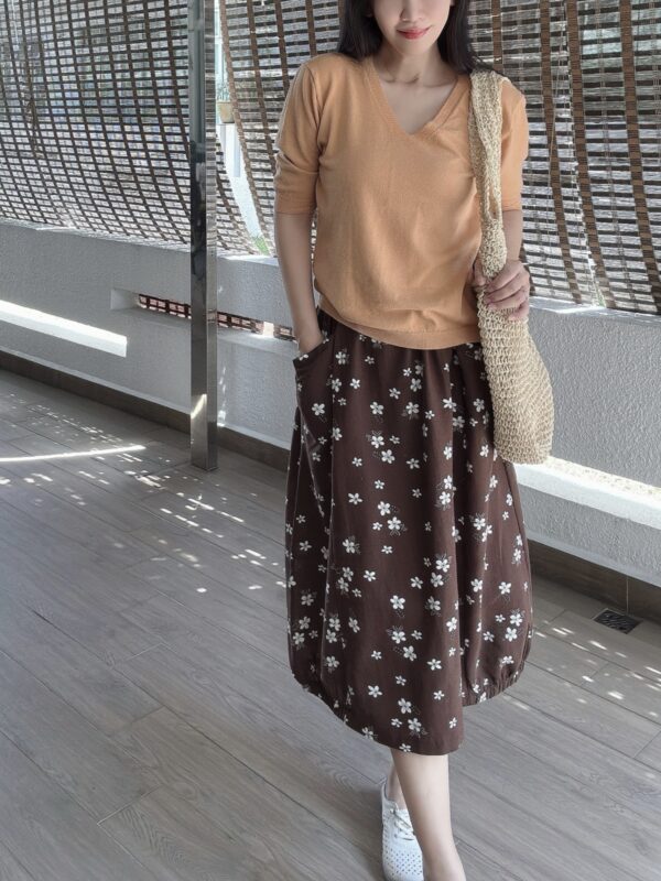 White Floral Pockets Harem Skirt 小白花复古哈伦半裙 - Image 6