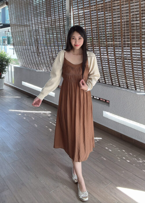 Maillard Style Sling Dress Set 美拉德系 高腰吊带裙套装