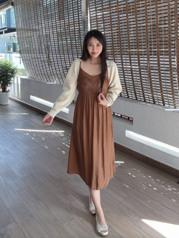 Maillard Style Sling Dress Set 美拉德系 高腰吊带裙套装