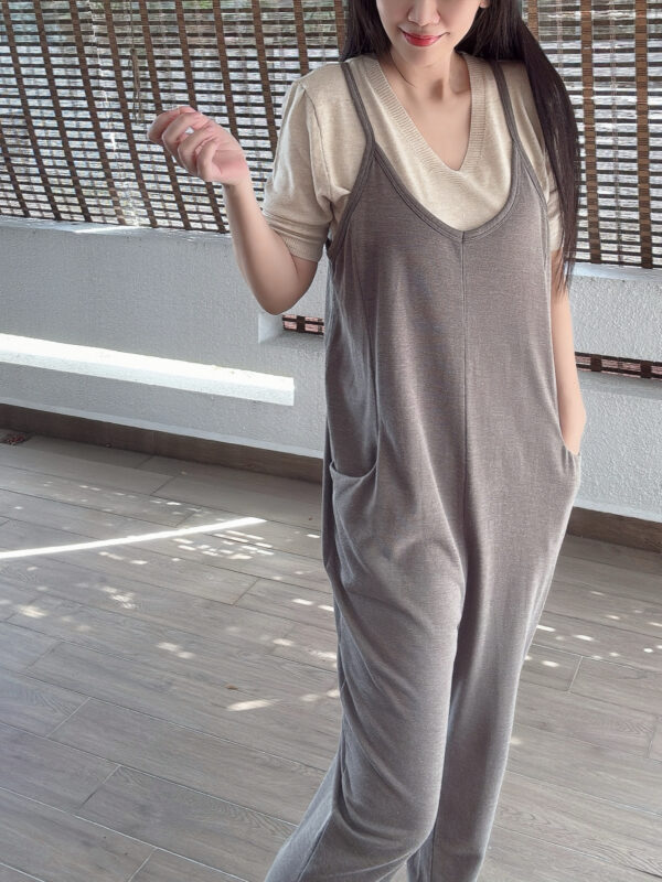 VARLA Pockets Harem Overall - Coffee 口袋哈伦背带裤 咖啡 - Image 3