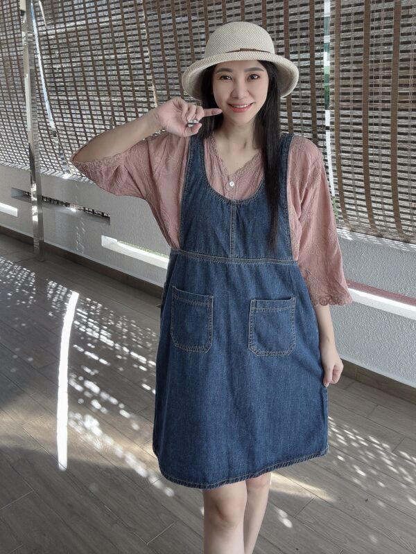 YOOMI Two Way Loose Straight Denim Overall 前后两穿牛仔直筒背带裙 - Image 2