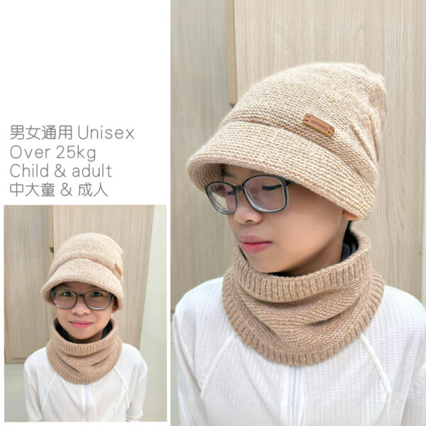 Unisex Knit Warm Cap Set 带帽檐 男女双层加绒保暖帽套装 - Image 2