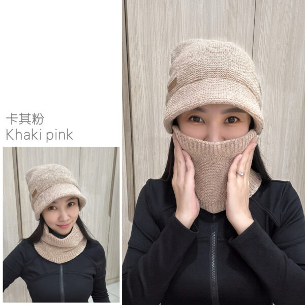 Unisex Knit Warm Cap Set 带帽檐 男女双层加绒保暖帽套装 - Image 7