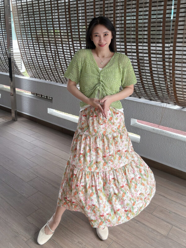 Spring Floral Watercolour Tiered Skirt 春日水彩碎花半裙 - Image 4