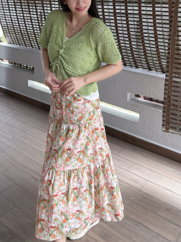 Spring Floral Watercolour Tiered Skirt 春日水彩碎花半裙 - Image 3