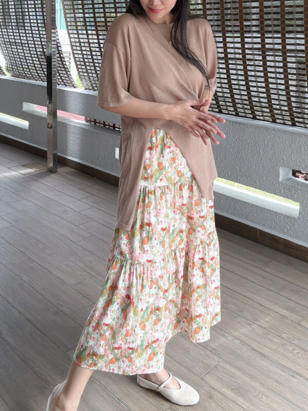 Spring Floral Watercolour Tiered Skirt 春日水彩碎花半裙 - Image 10