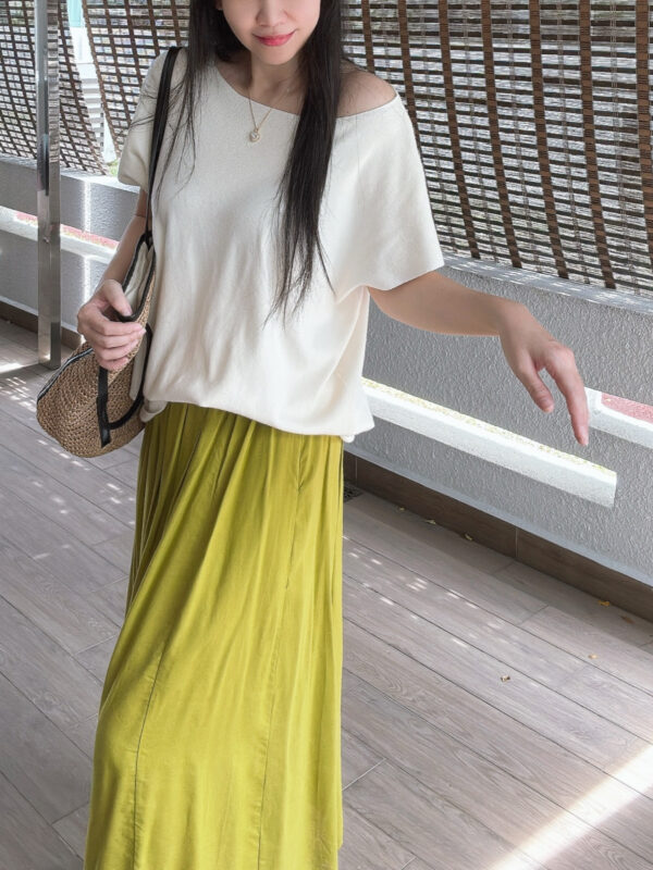 Mustard Green A-line Pockets Skirt 芥末绿拼接大A字半裙 - Image 7