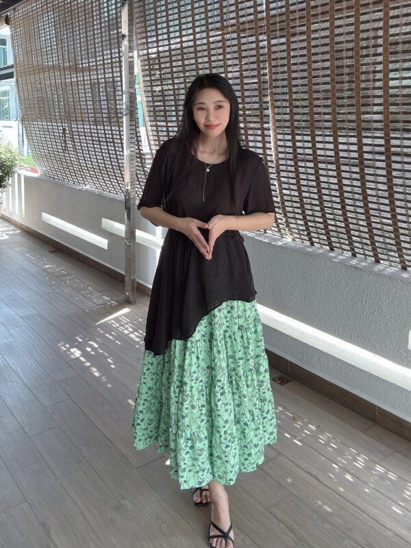 Green Floral Feminine Skirt 绿意 浪漫碎花大摆裙 - Image 6