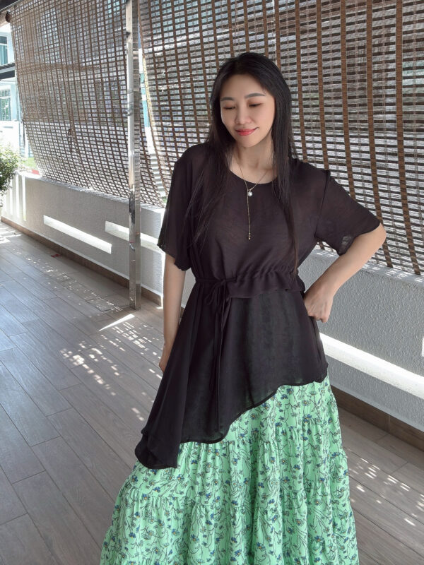 Green Floral Feminine Skirt 绿意 浪漫碎花大摆裙 - Image 5