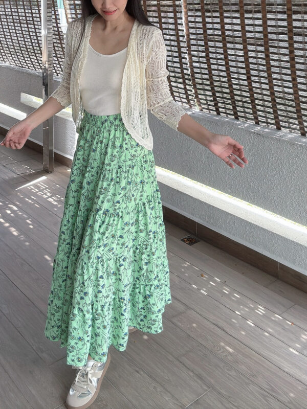 Green Floral Feminine Skirt 绿意 浪漫碎花大摆裙 - Image 2