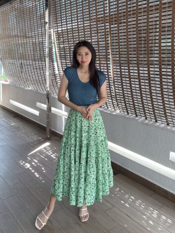Green Floral Feminine Skirt 绿意 浪漫碎花大摆裙 - Image 8