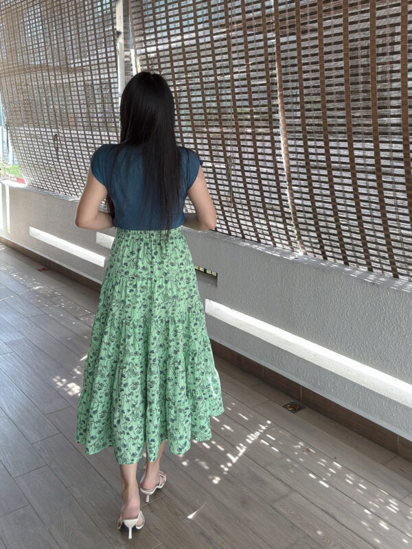 Green Floral Feminine Skirt 绿意 浪漫碎花大摆裙 - Image 9