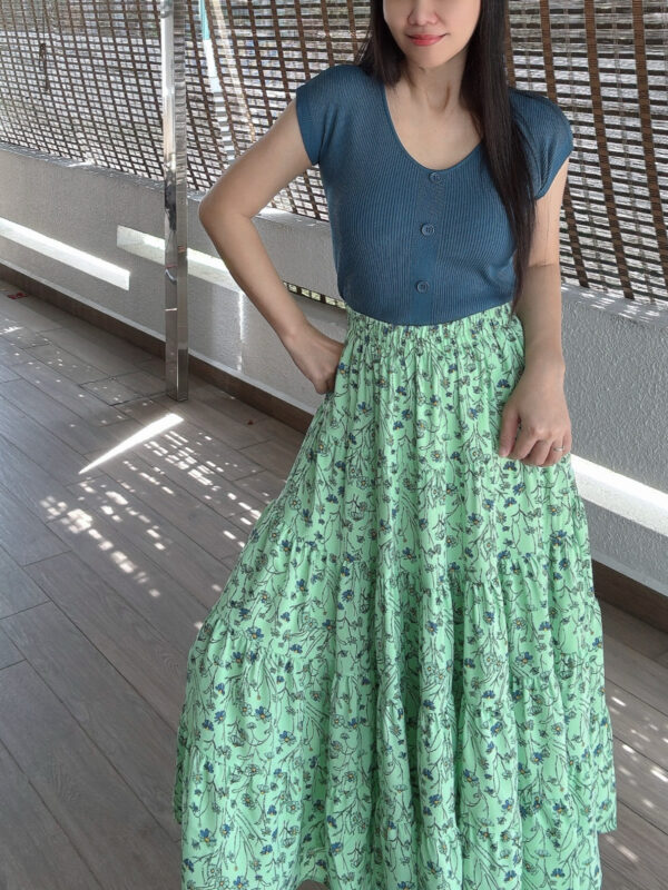 Green Floral Feminine Skirt 绿意 浪漫碎花大摆裙
