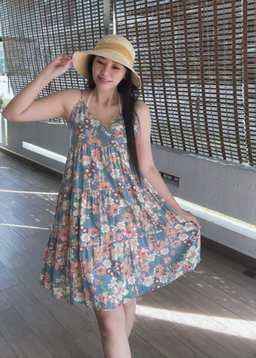 GIANNA Vacation Sling Dress 复古油画花 度假风吊带裙