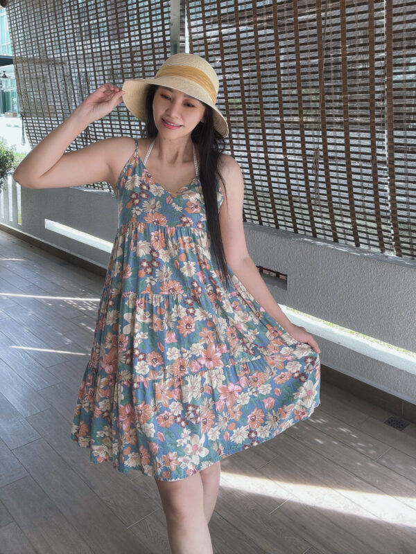 GIANNA Vacation Sling Dress 复古油画花 度假风吊带裙