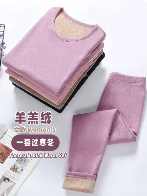 PREORDER -  Women Winter Thick Thermal Set 预购- 女款羊羔绒冬季保暖套装 - Image 2