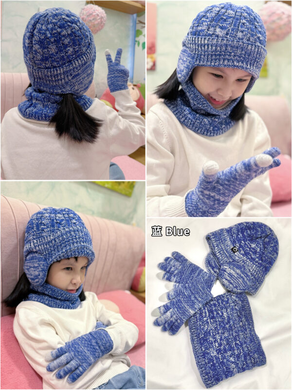 Kids Winter Warm Beanies Cap Set 儿童护耳保暖帽三件套 - Image 4