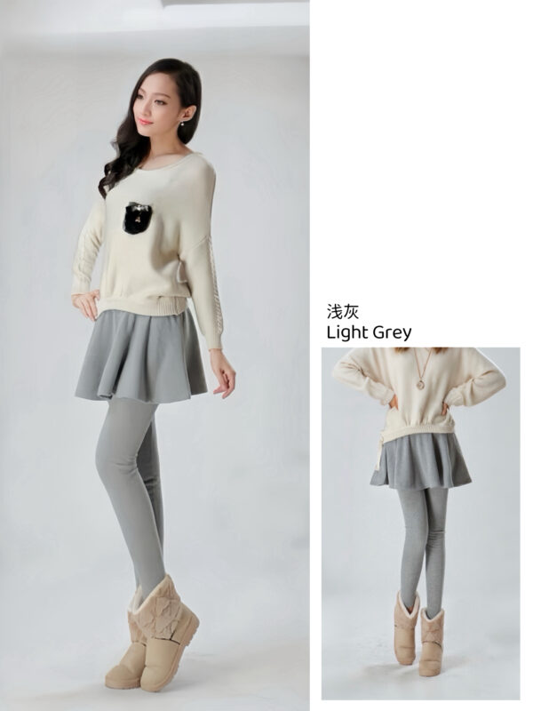 PREORDER - Fleece-lined Warm Fake Two-piece Skirt Pants 显瘦加绒保暖假两件裙裤 - Image 9