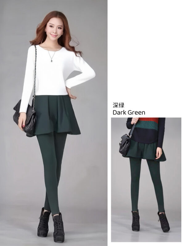 PREORDER - Fleece-lined Warm Fake Two-piece Skirt Pants 显瘦加绒保暖假两件裙裤 - Image 7