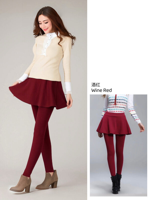 PREORDER - Fleece-lined Warm Fake Two-piece Skirt Pants 显瘦加绒保暖假两件裙裤 - Image 6