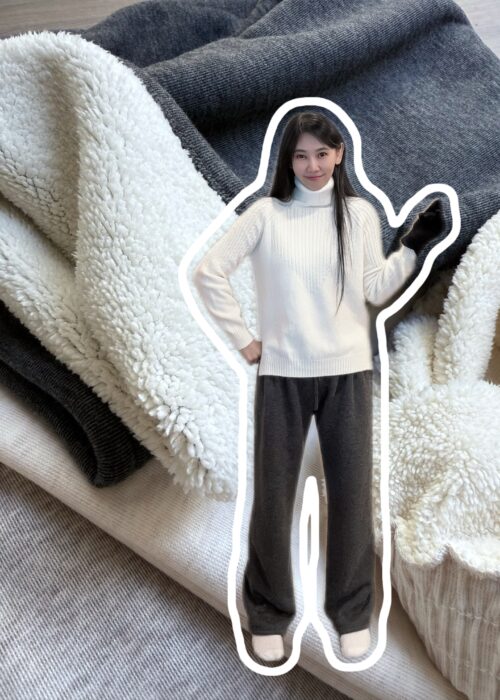 PREORDER Fleece-lined Warm Wide Leg(Thick fleece pocketlees) 加绒阔腿直筒裤(厚绒 无口袋)