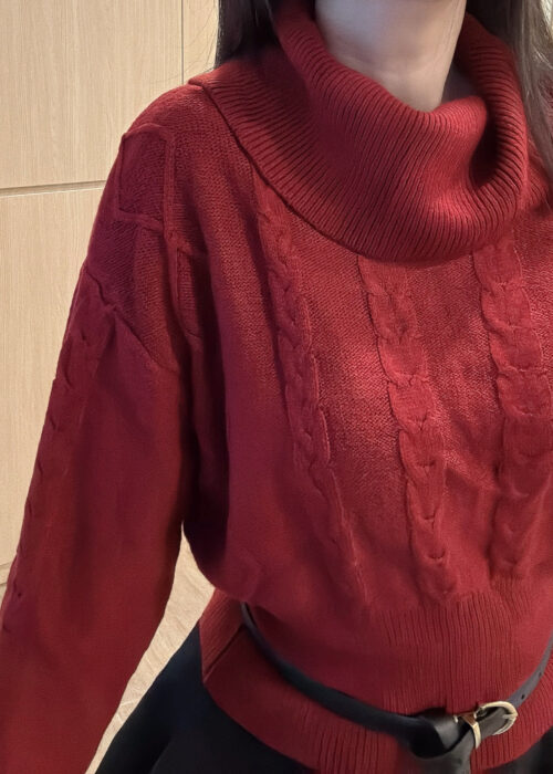 Cowl Neck Knit Pullover 氛围感 堆堆领针织毛衣