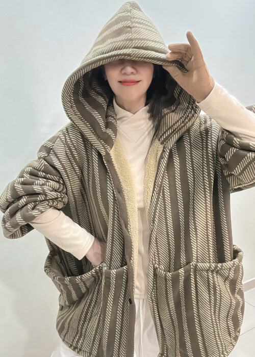 OVERSIZE Big Pockets Fleece-lined Winter Hooded Overcoat 大版仿羊绒大口袋连帽大衣外套