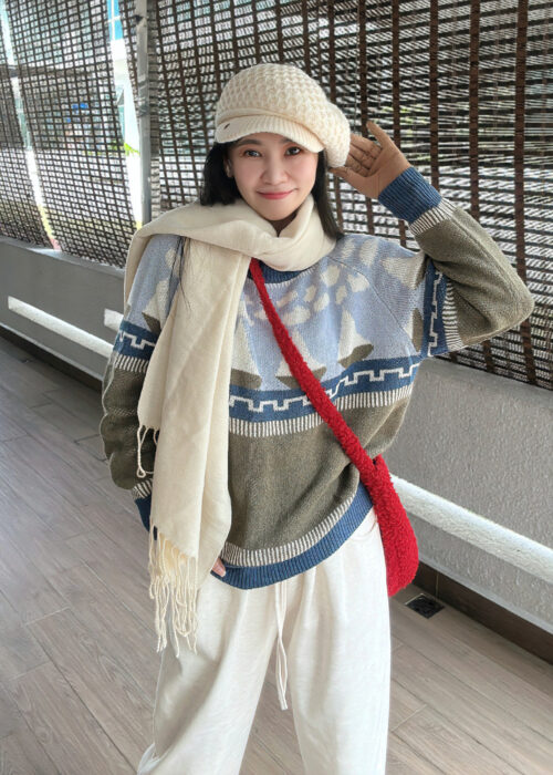 Sailboat Round Neck Knitted Sweater 小帆船圆领针织毛衣