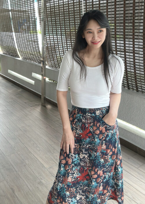 Navy Vintage Printt Pockets Skirt 复古口袋A字半裙