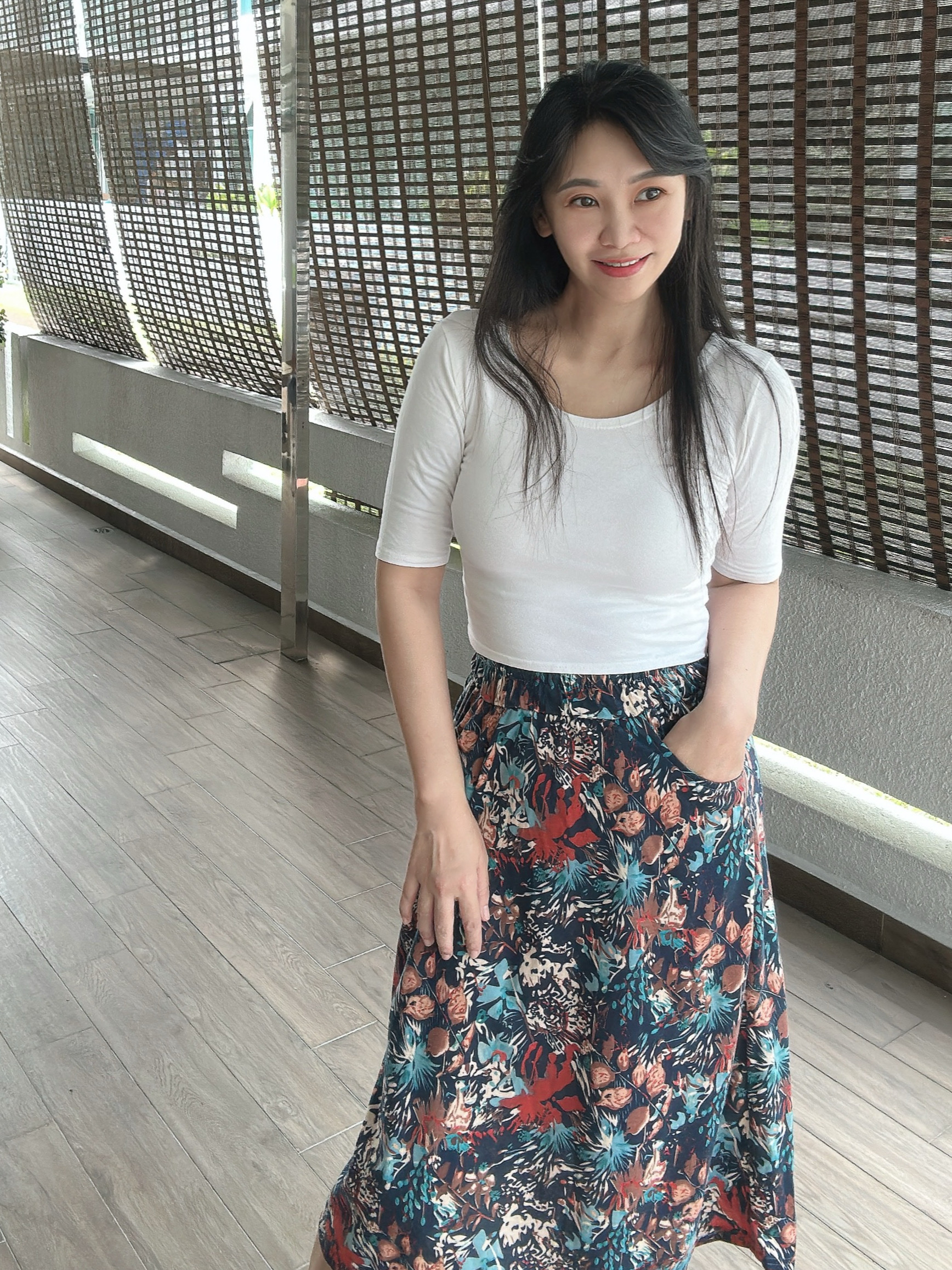 Navy Vintage Printt Pockets Skirt 复古口袋A字半裙