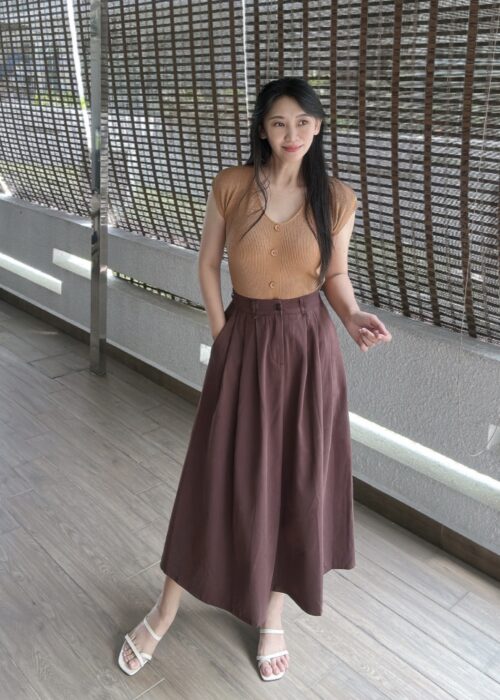 Anke Brown A-line Midi Skirt 安哥棕A大摆半裙