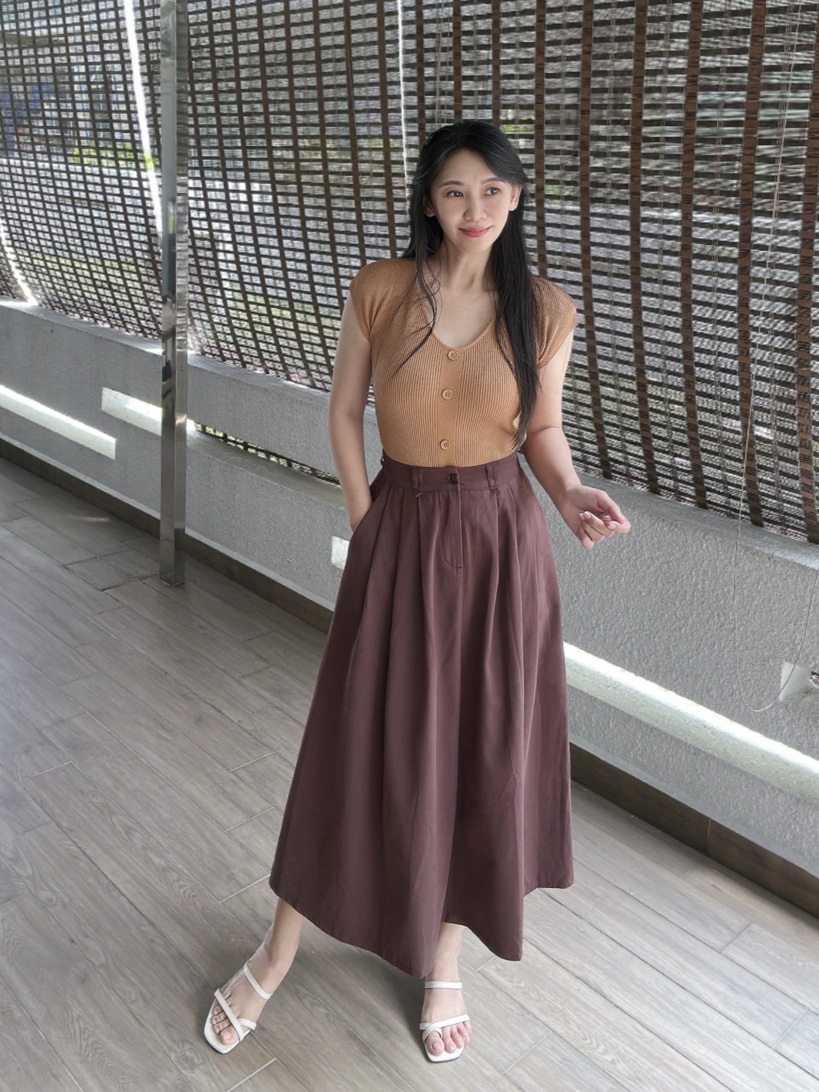 Anke Brown A-line Midi Skirt 安哥棕A大摆半裙