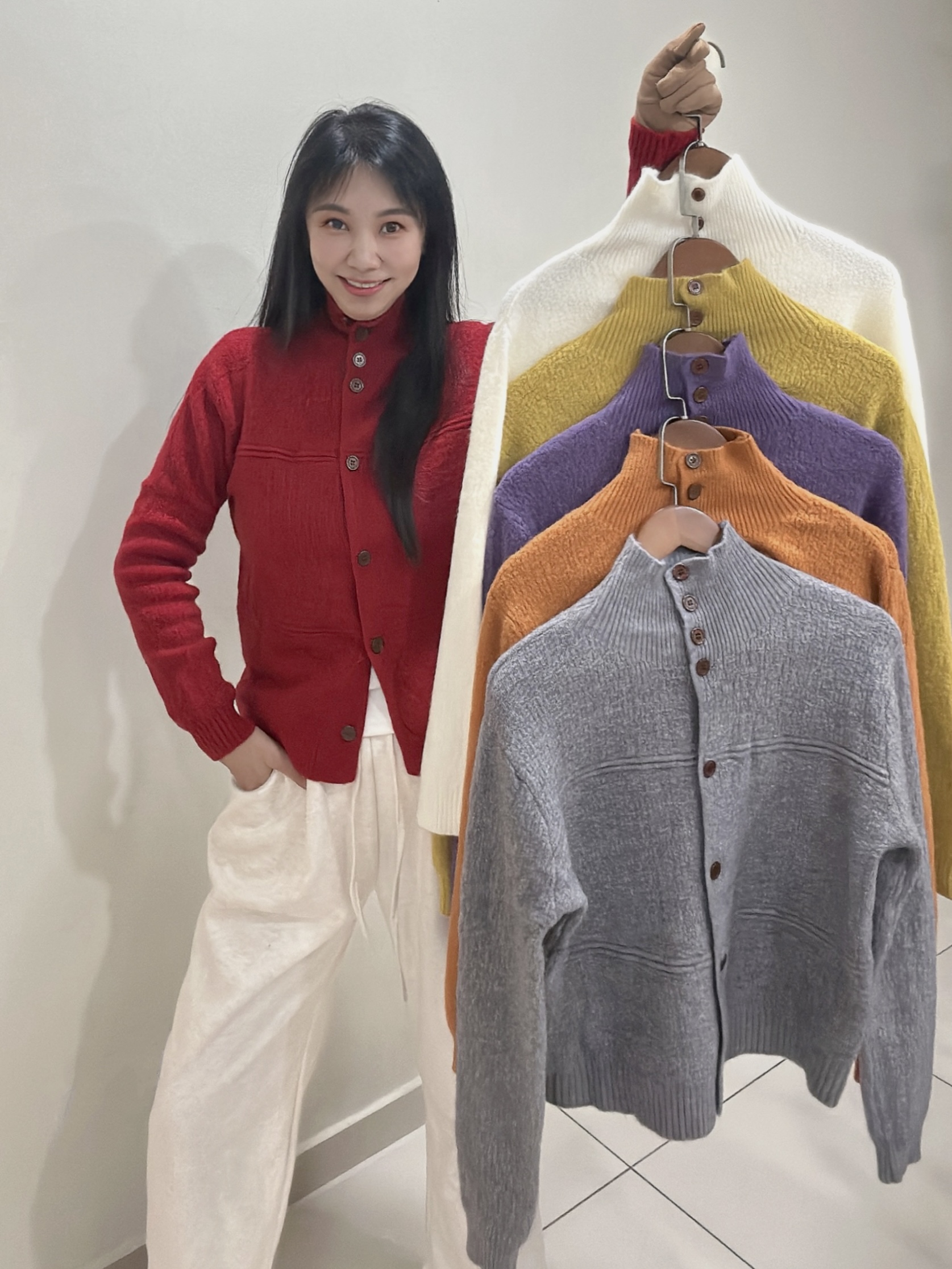 PREORDER - 6 Colors Cozy Knit Cardigan Versatile Layering Thick Sweater 六色 高领开衫针织叠穿毛衣