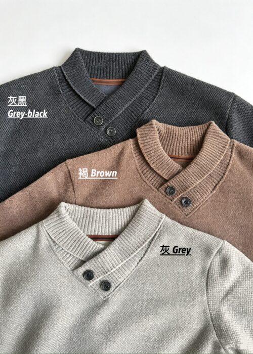 PREORDER - Shawl Collar Unisex Thick Fleece Lined Knitwear 男女同款 小V翻领仿羊绒厚毛衣