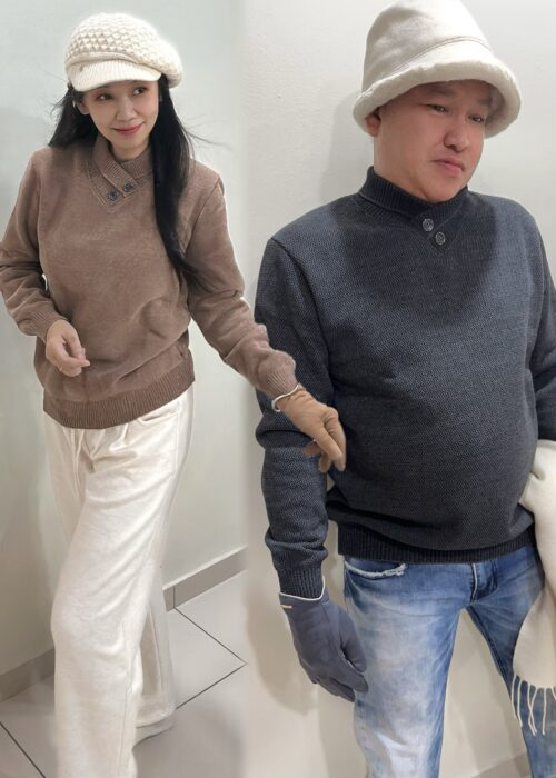 PREORDER - Shawl Collar Unisex Thick Fleece Lined Knitwear 男女同款 小V翻领仿羊绒厚毛衣
