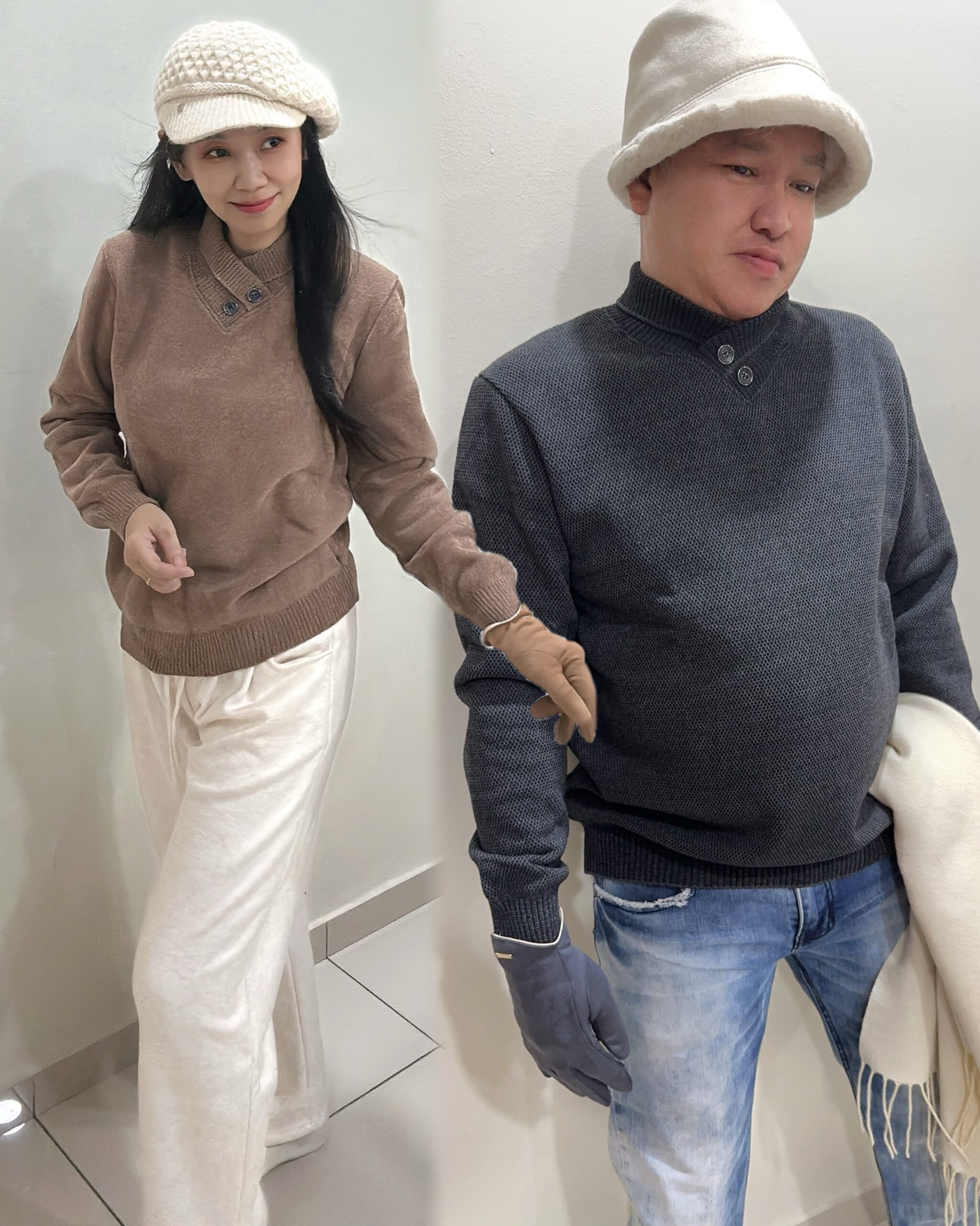 PREORDER - Shawl Collar Unisex Thick Fleece Lined Knitwear 男女同款 小V翻领仿羊绒厚毛衣