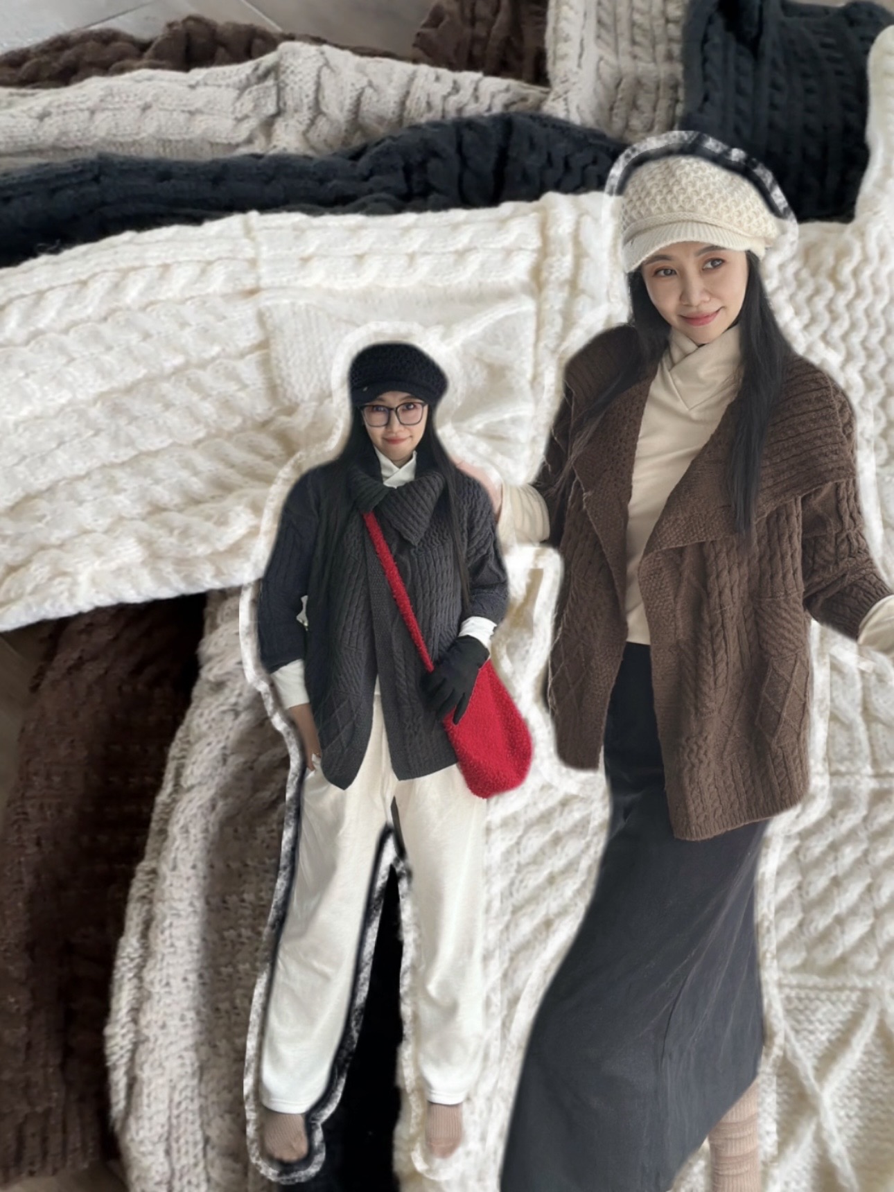 READYSTOCK Dual-way Scarf-collar Loose-fit Thick Knit Sweater 秋冬围巾领两穿宽松厚毛衣
