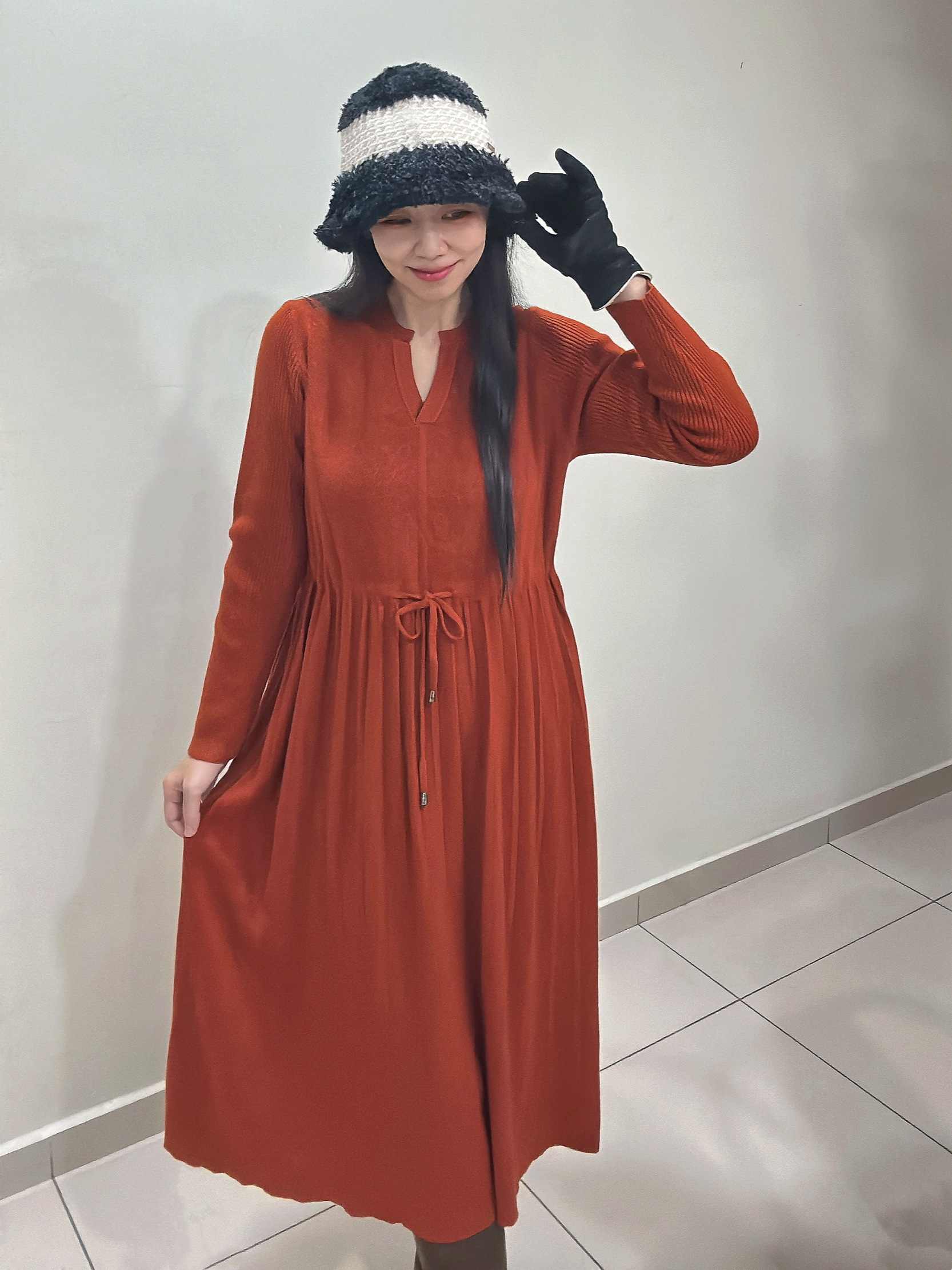 Draping Slimming Autumn Winter Dress 秋冬拉绳垂坠感极显瘦连裙