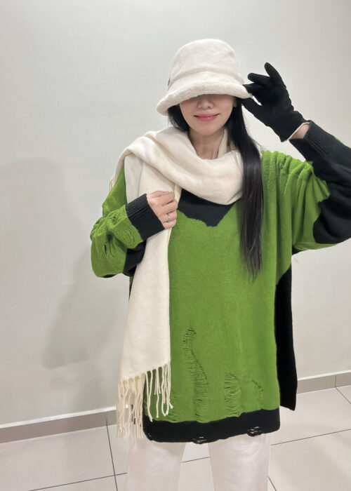 Oversize Double‑Layer Knit Winter Sweater大版双层针织冬季毛衣