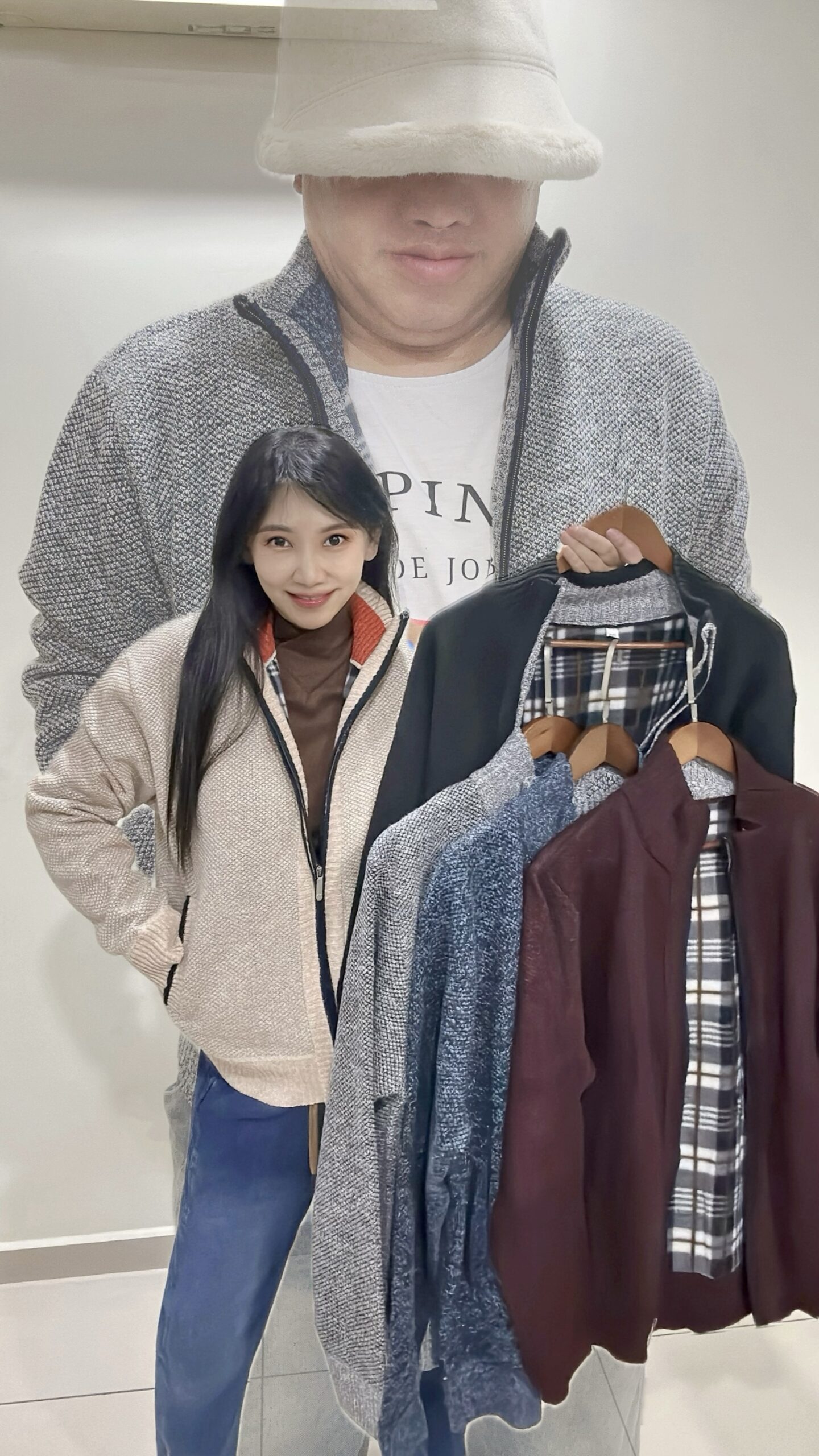 PREORDER - Unisex Zip-up Fleece Lined Thick Knit Outerwear 男女通穿 拉链加绒雪花厚毛衣外套